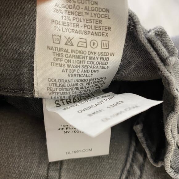 DL1961 Mara Straight Jeans Size 28 Overcast Raw Gray Mid Rise Instasculpt Crop - Picture 13 of 16
